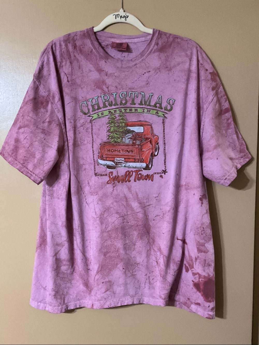 Comfort Colors Pink Tie-Dye Christmas Truck Tee